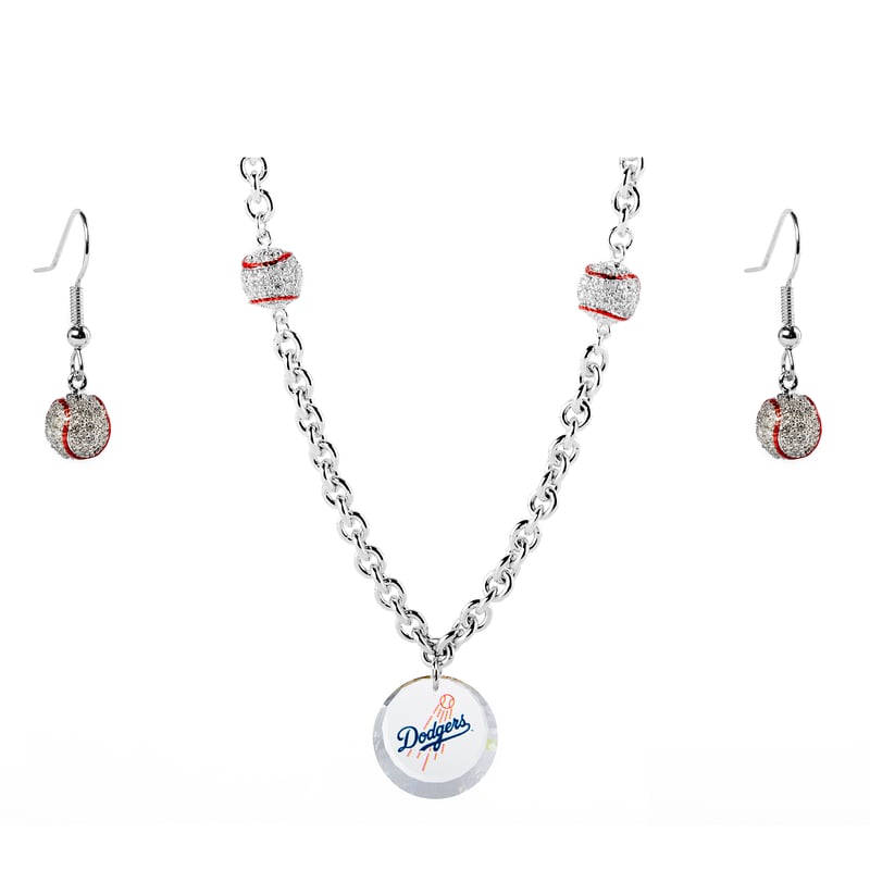 Los Angeles Dodgers Crystals from Swarovski Baseball Necklace & Earrings