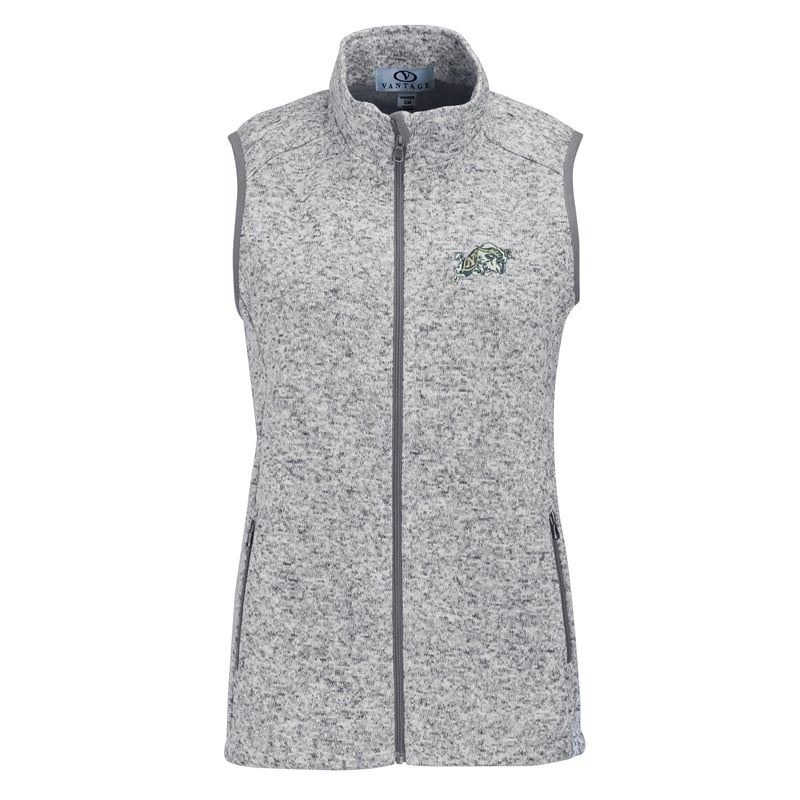 Women's Heather Gray Navy Midshipmen Summit Fleece Full Zip Sweater Vest
