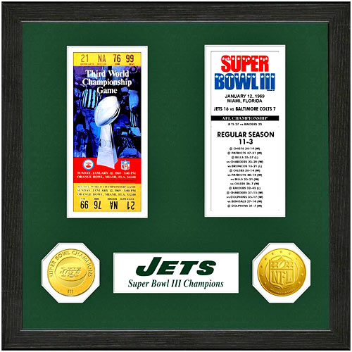 New York Jets Super Bowl Ticket Collection Wall Frame
