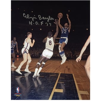 Elgin Baylor Los Angeles Lakers Autographed 8" x 10" Shooting Photograph with "H.O.F. 77" Inscription