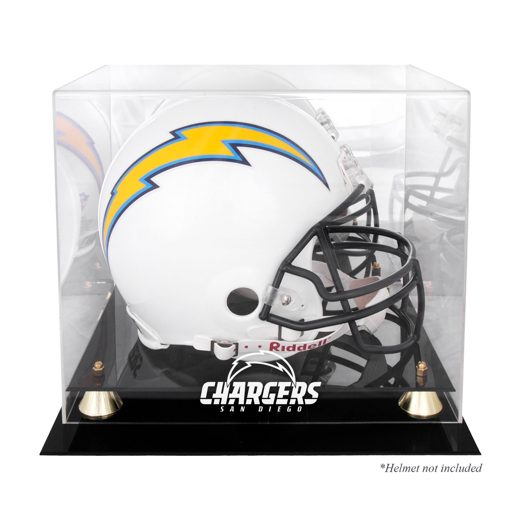 Vetrina per casco classica dorata dei San Diego Chargers con retro a specchio