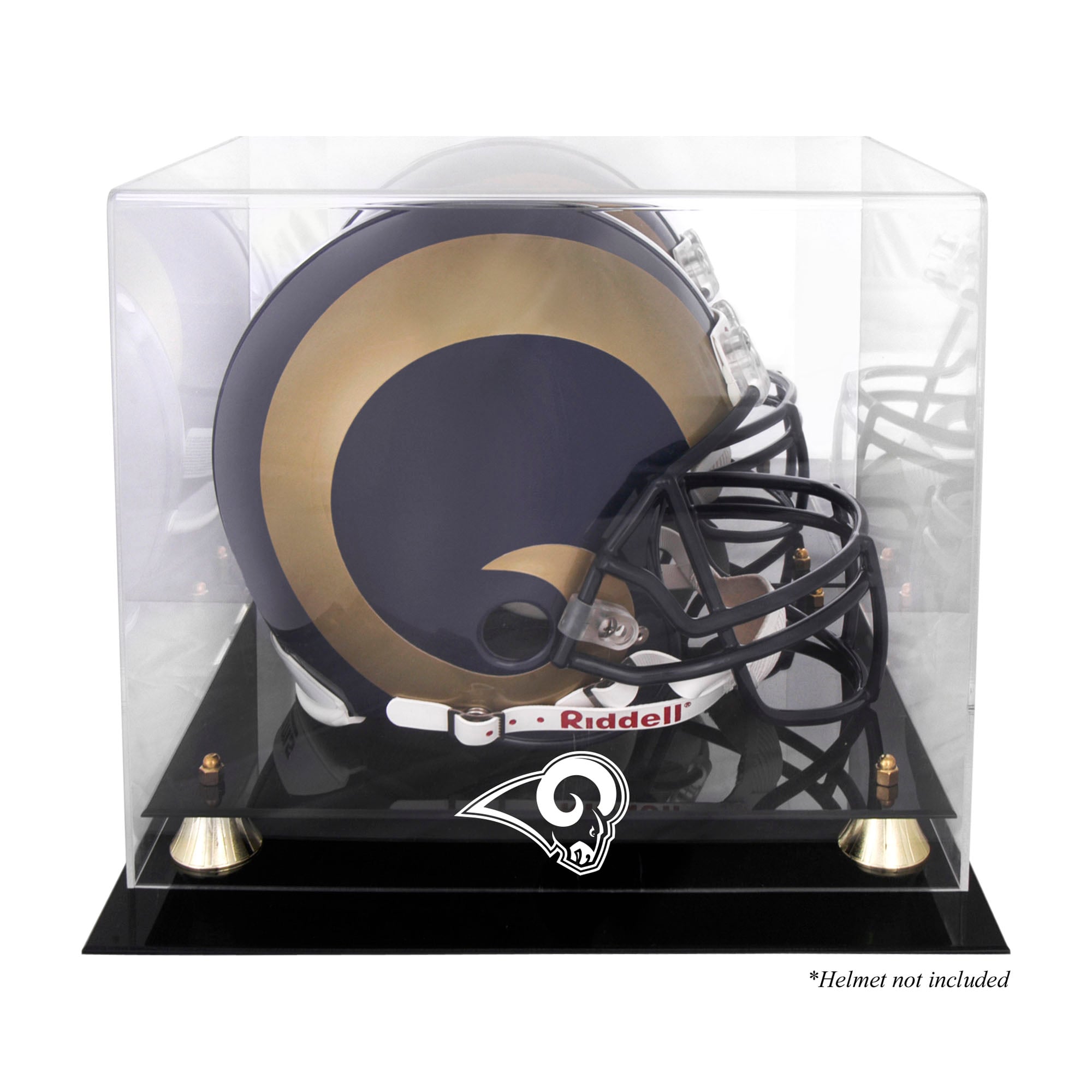 Vetrina per casco classico dorato St. Louis Rams con retro a specchio
