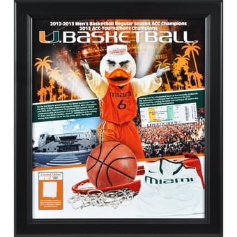 Miami Hurricanes Framed 15" x 17" 2013 Regular Season ACC Champs Collage with Game-Used Jersey-Limited Edition of 500