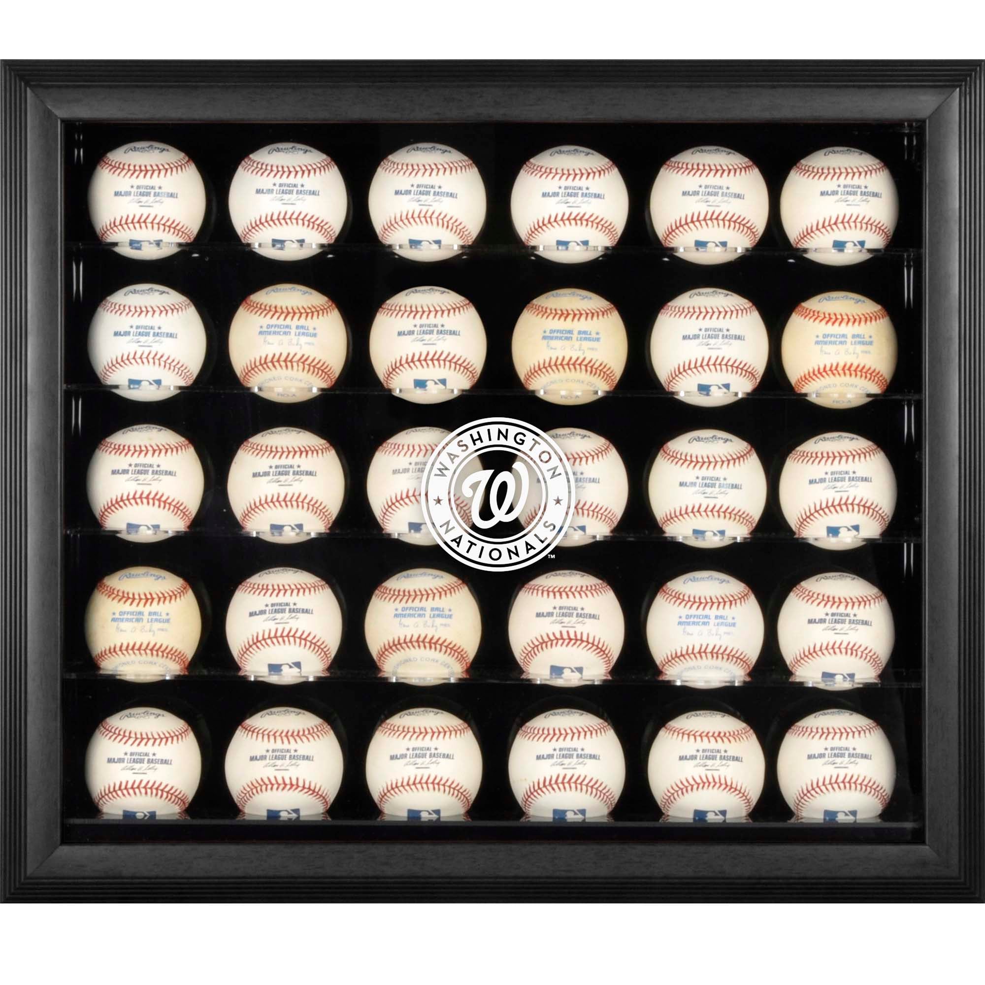Washington Nationals Logo Black Framed 30-Ball Display Case