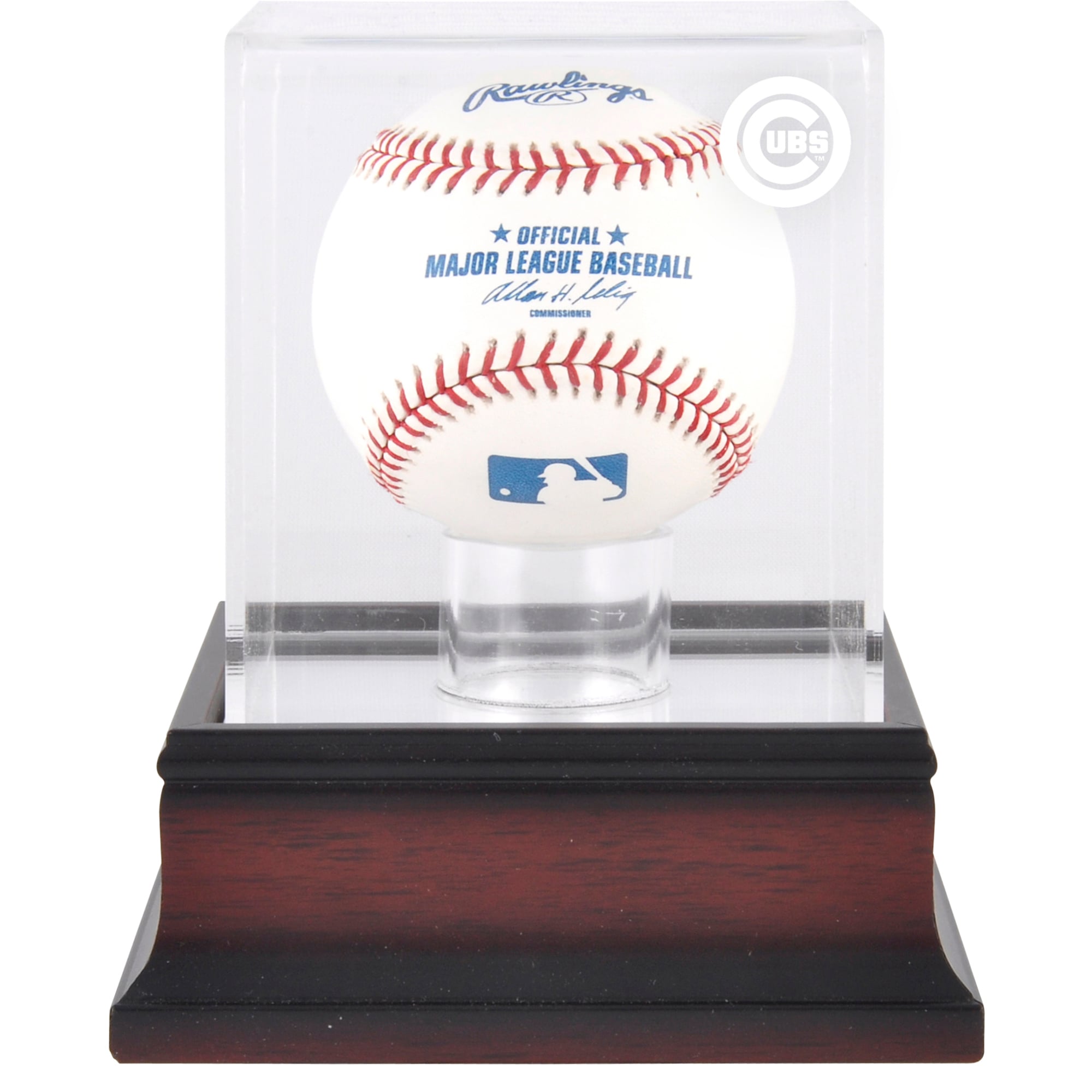 Vetrina espositiva con logo da baseball in mogano dei Chicago Cubs