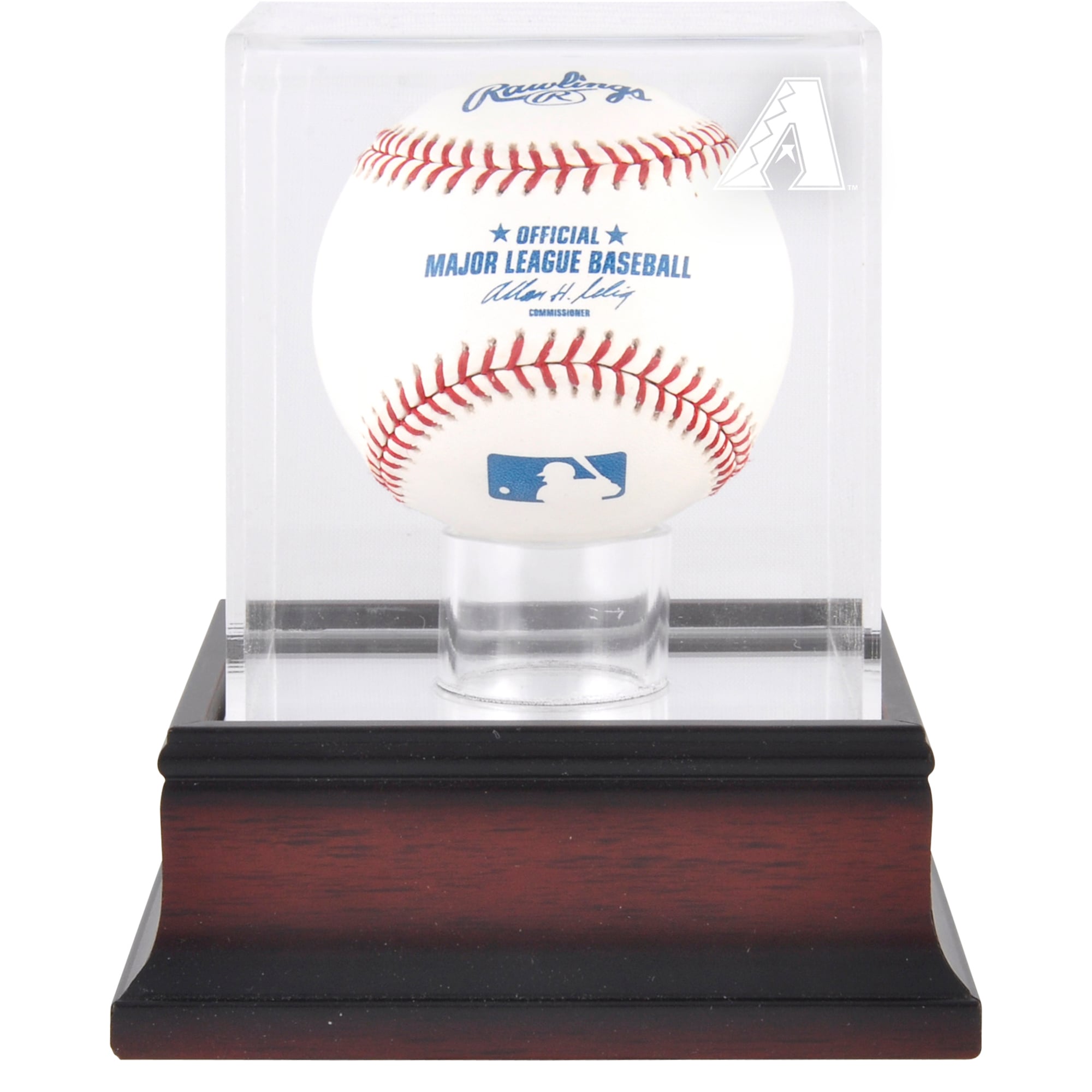 Vetrina espositiva con logo da baseball in mogano degli Arizona Diamondbacks