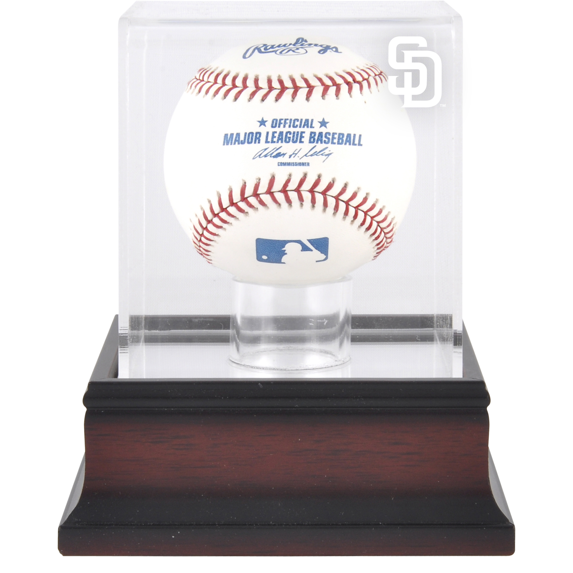 San Diego Padres Mahogany Baseball Logo Display Case