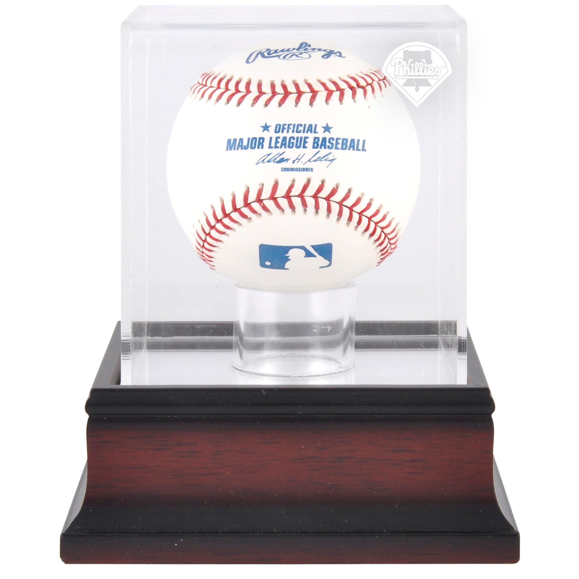 Vetrina espositiva con logo da baseball in mogano dei Philadelphia Phillies