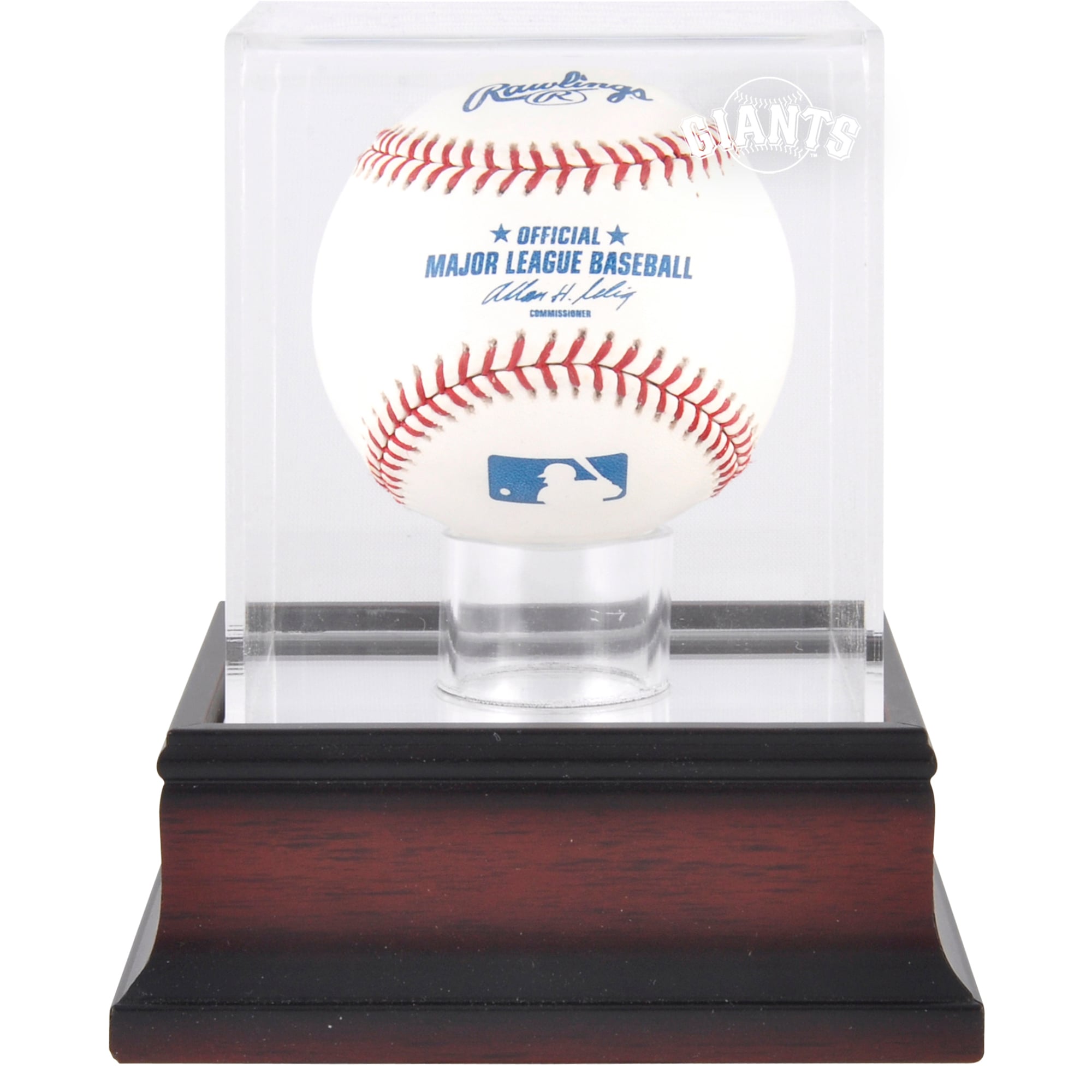 Vetrina espositiva con logo da baseball in mogano dei San Francisco Giants