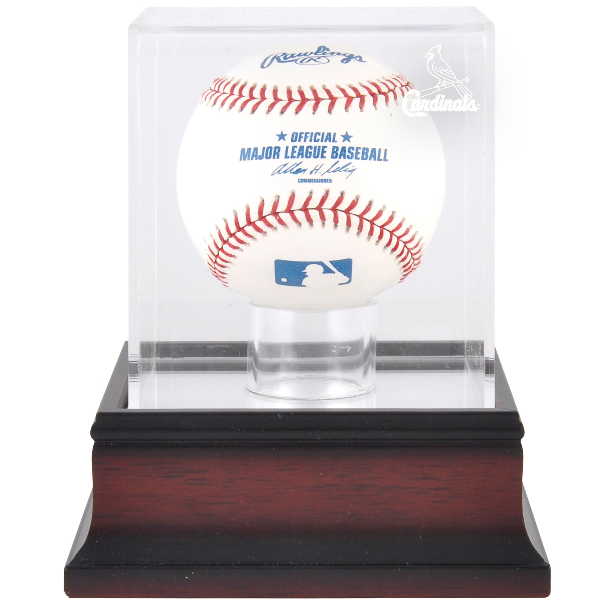 Vetrina espositiva con logo da baseball in mogano dei St. Louis Cardinals