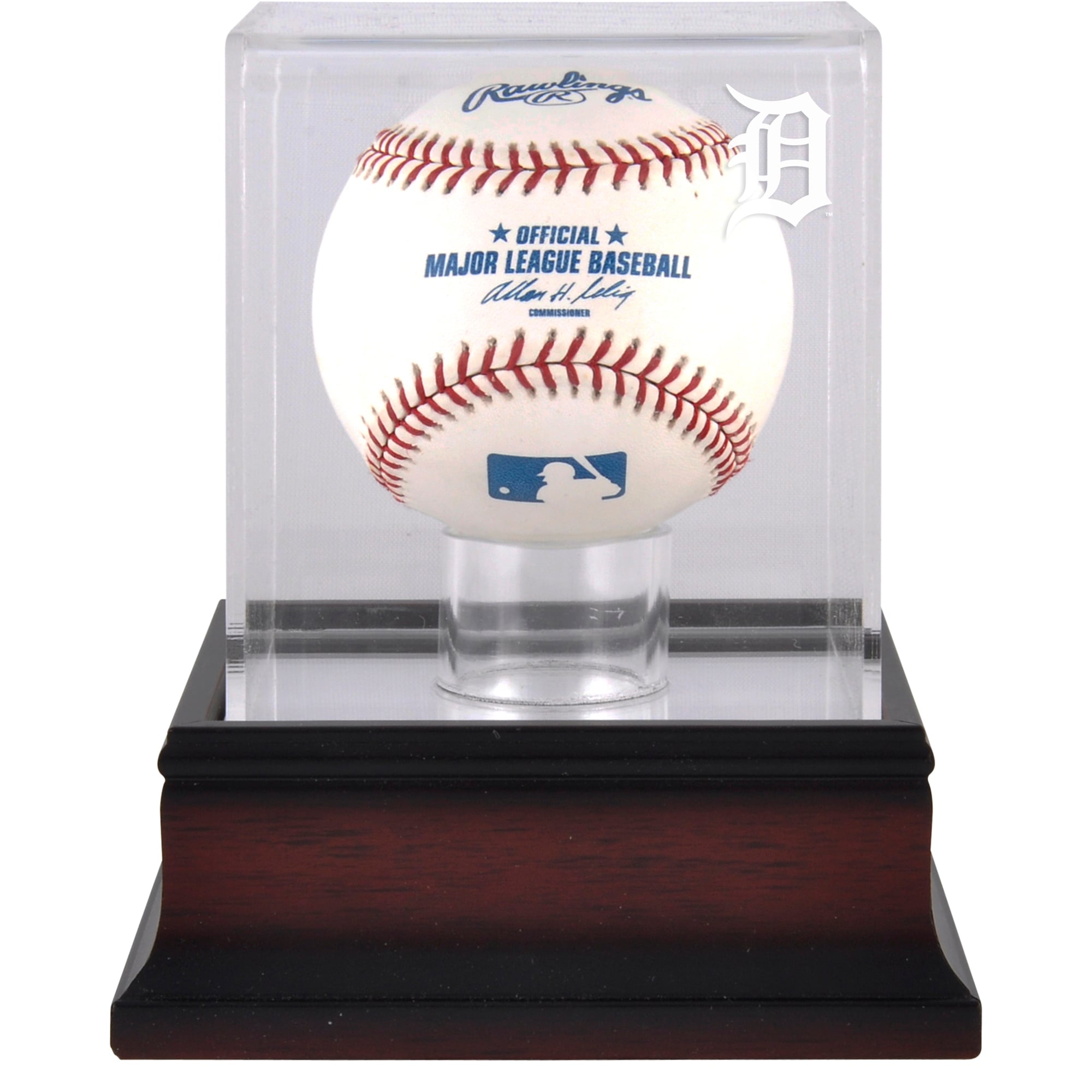 Vetrina espositiva con logo da baseball in mogano dei Detroit Tigers