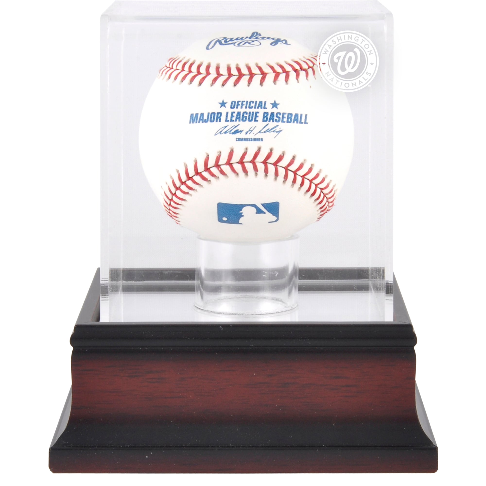 Vetrina espositiva con logo da baseball in mogano dei Washington Nationals