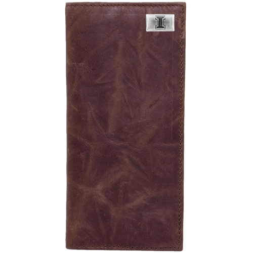 Illinois Fighting Illini Leather Secretary Wallet with Concho - Brown