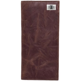 Illinois Fighting Illini Leather Secretary Wallet with Concho - Brown