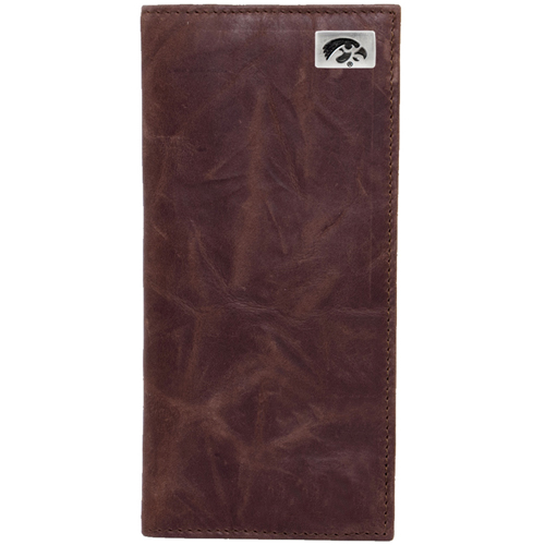 Iowa Hawkeyes Leather Secretary Wallet with Concho - Brown