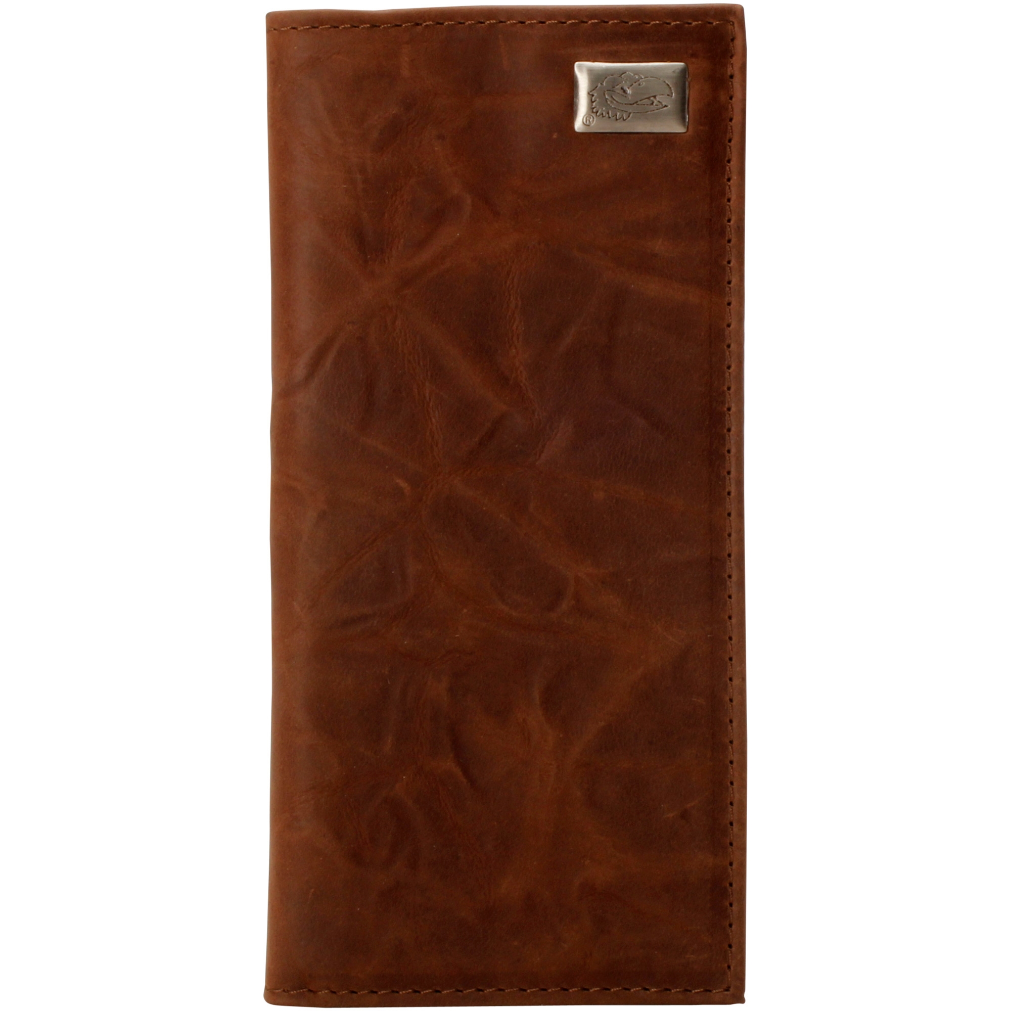 Kansas Jayhawks Leather Secretary Wallet with Concho - Brown
