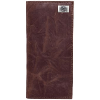 North Carolina State Wolfpack Leather Secretary Wallet with Concho - Brown