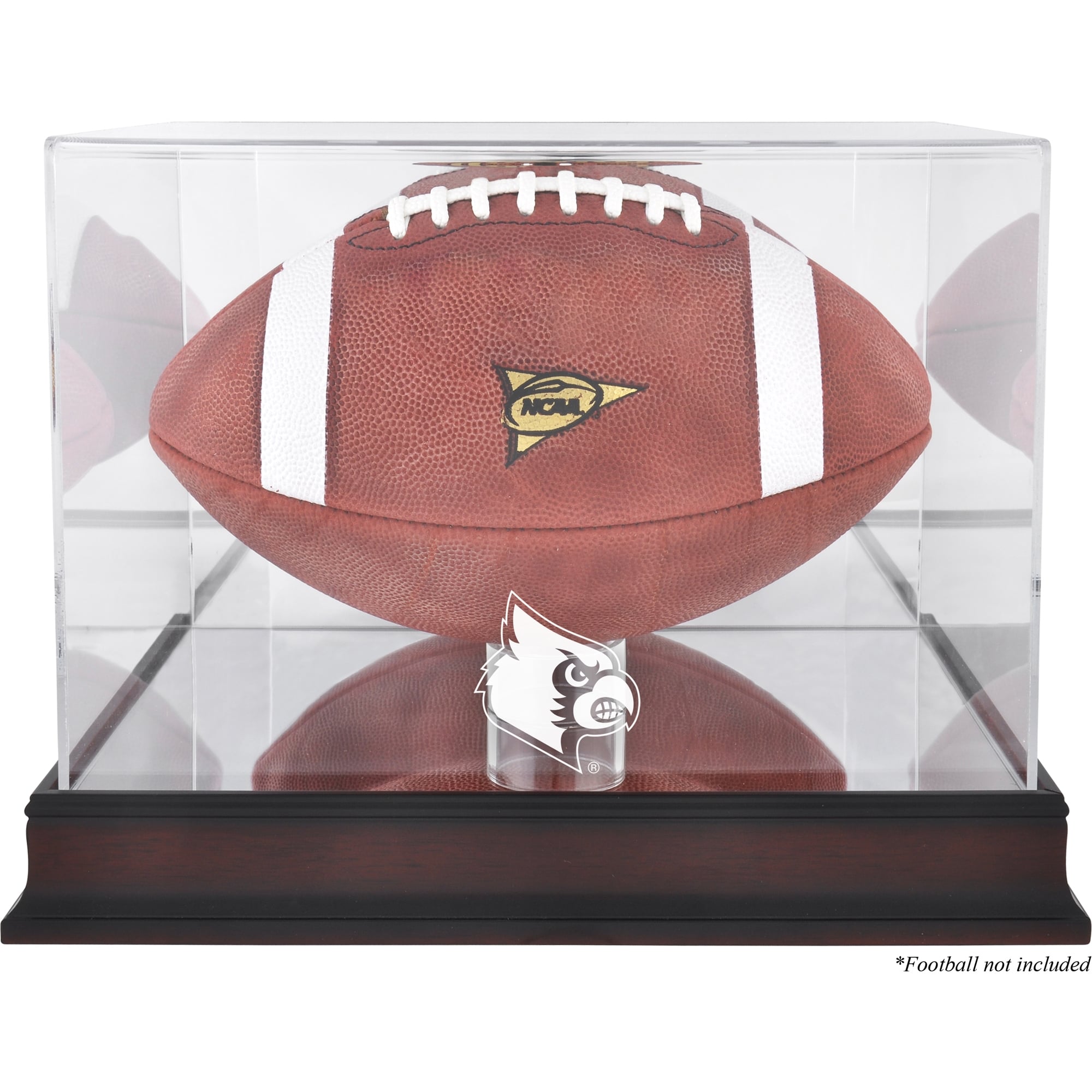 Louisville Cardinals Mahogany Base Logo Football Display Case with Mirror Back
