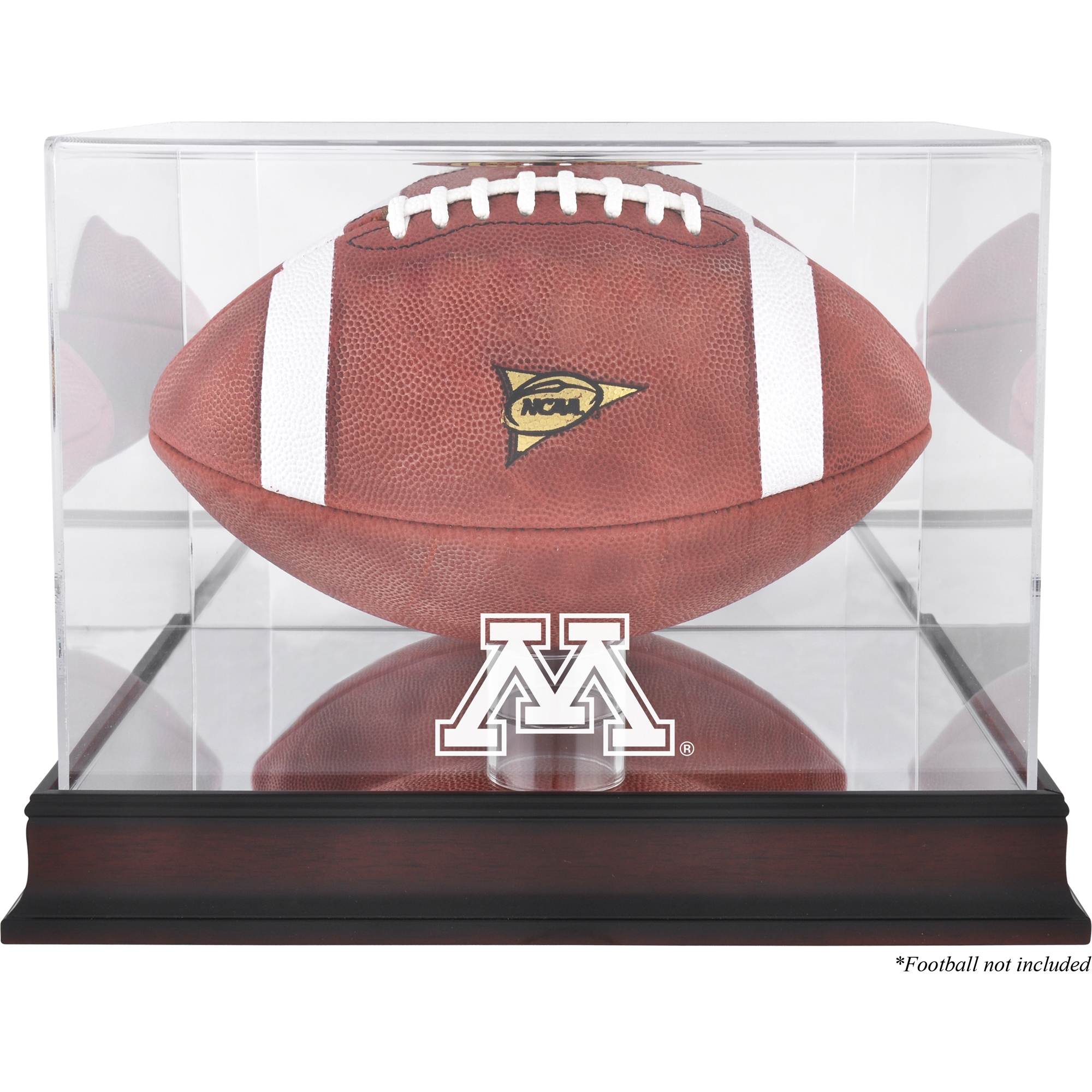Minnesota Golden Gophers Mahogany Base Logo Football Display Case with Mirror Back