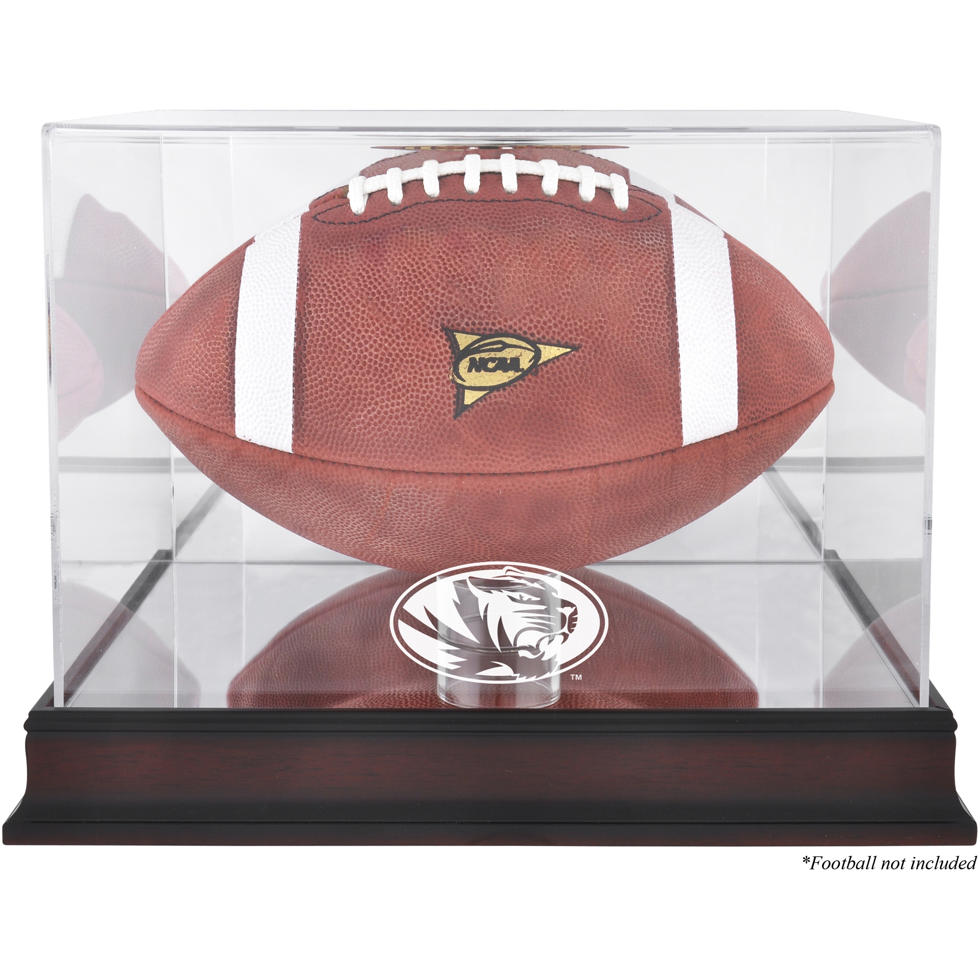 Missouri Tigers Mahogany Base Logo Football Display Case with Mirror Back