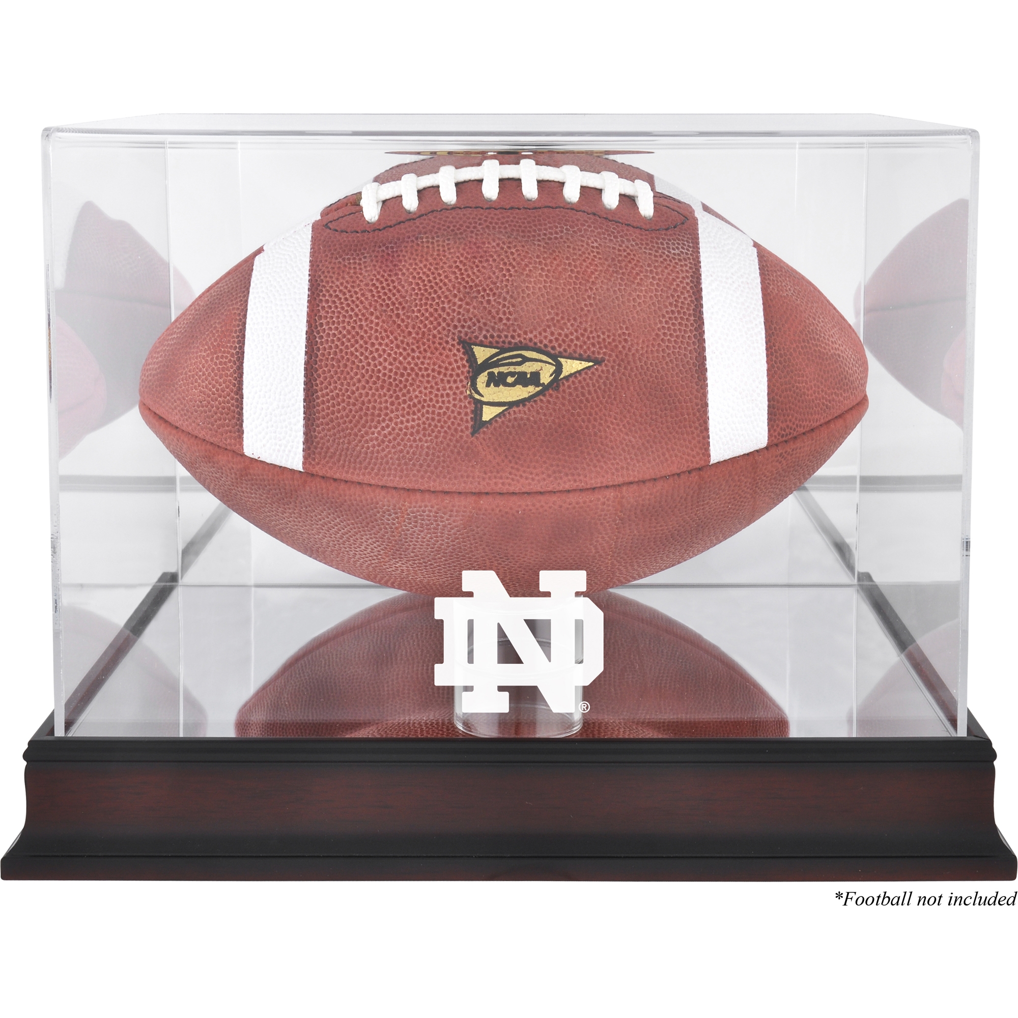Notre Dame Fighting Irish Mahogany Base Logo Football Display Case with Mirror Back