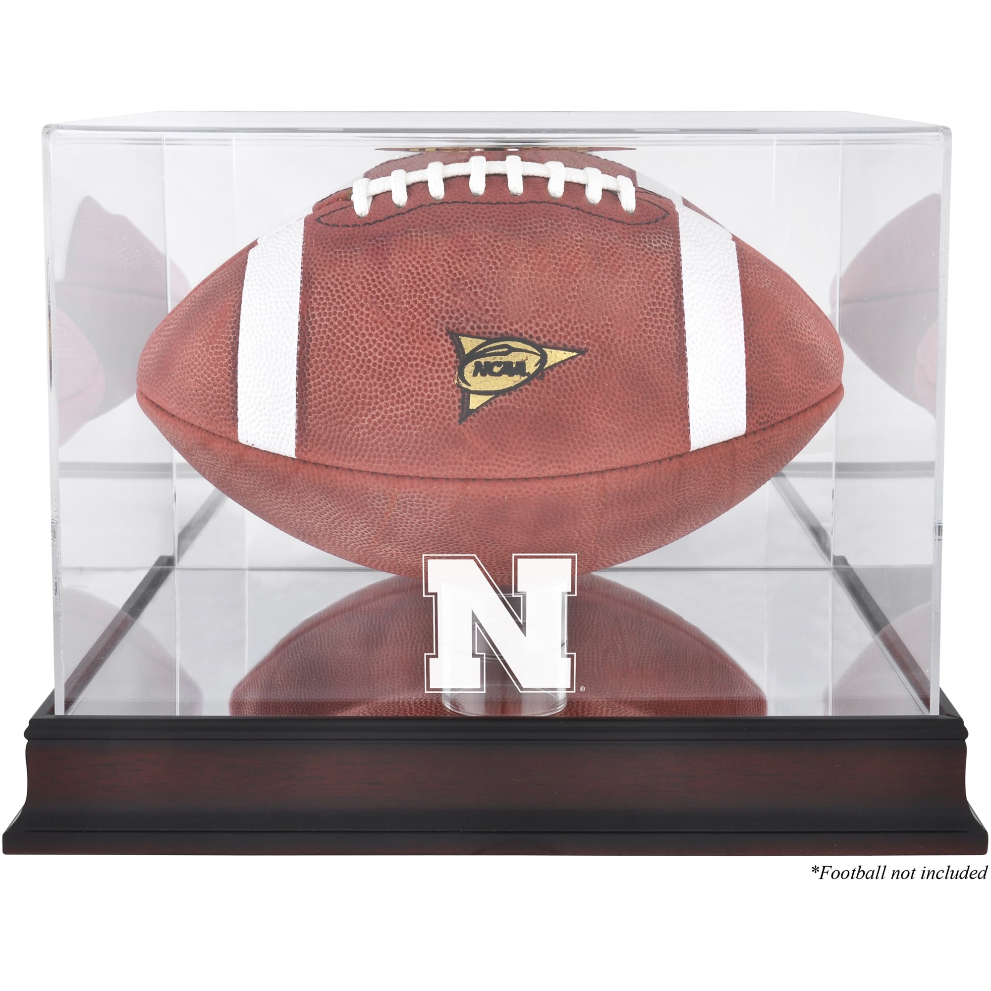 Nebraska Huskers Mahogany Base Logo Football Display Case with Mirror Back
