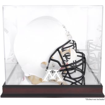 Minnesota Golden Gophers Mahogany Base Team Logo Helmet Display Case with Mirrored Back