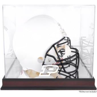 Purdue Boilermakers Mahogany Base Team Logo Helmet Display Case with Mirrored Back
