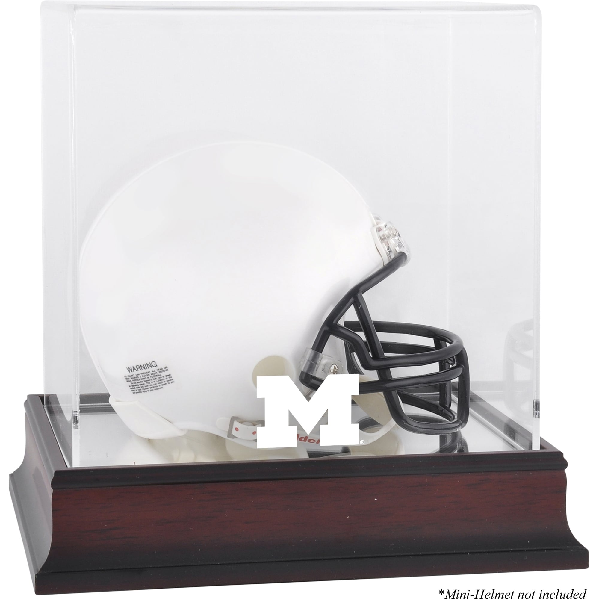 Michigan Wolverines Mahogany Logo Mini Helmet Display Case with Mirror Back