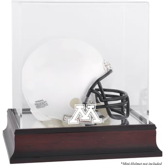 Minnesota Golden Gophers Mahogany Logo Mini Helmet Display Case with Mirror Back