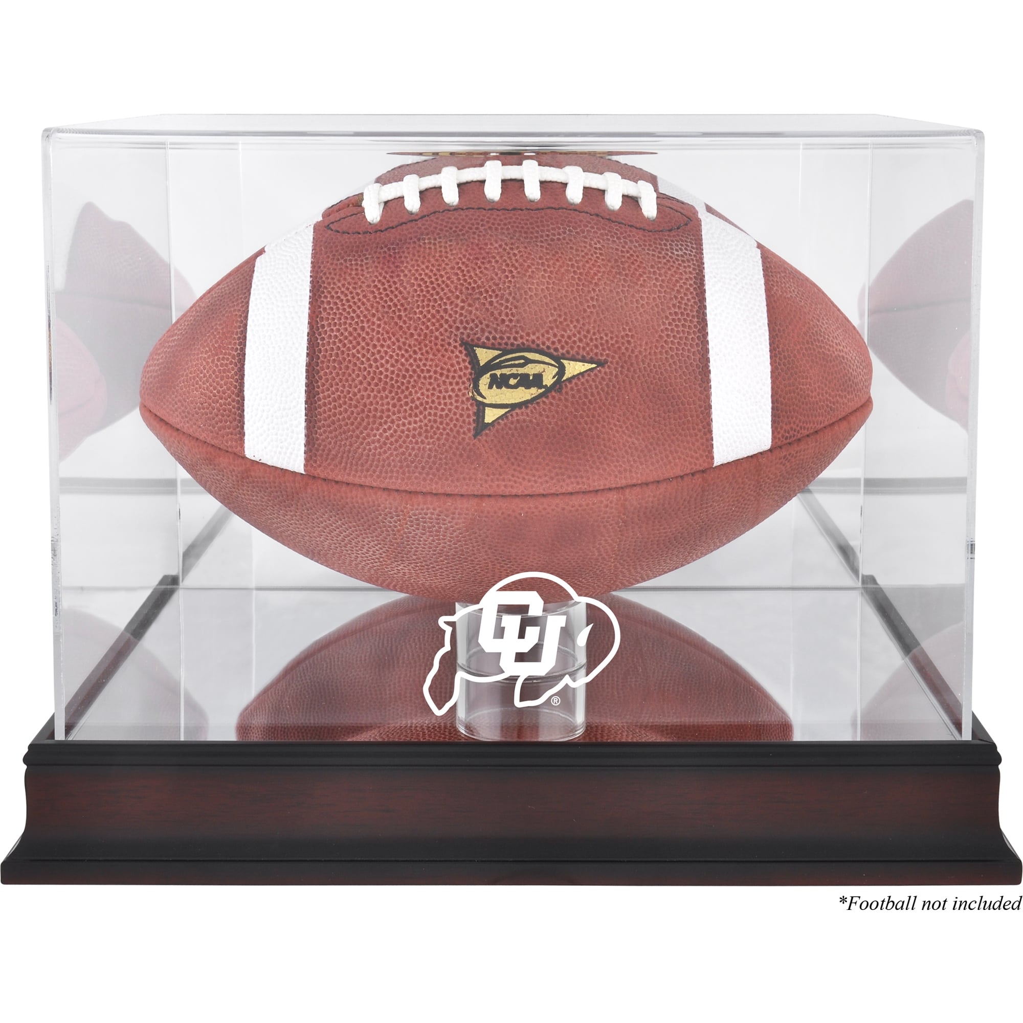 Colorado Buffaloes Mahogany Base Logo Football Display Case with Mirror Back