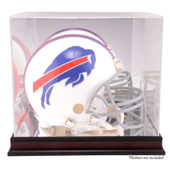 Buffalo Bills Mahogany Helmet Logo Display Case with Mirror Back