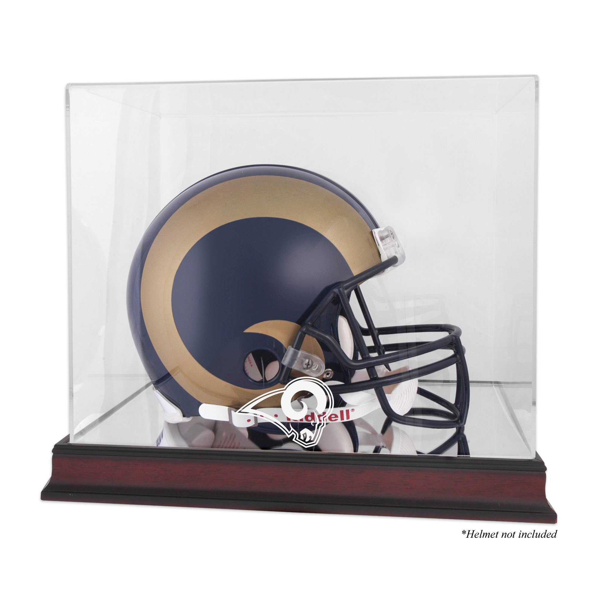 Vetrina con logo per casco in mogano St. Louis Rams con retro a specchio