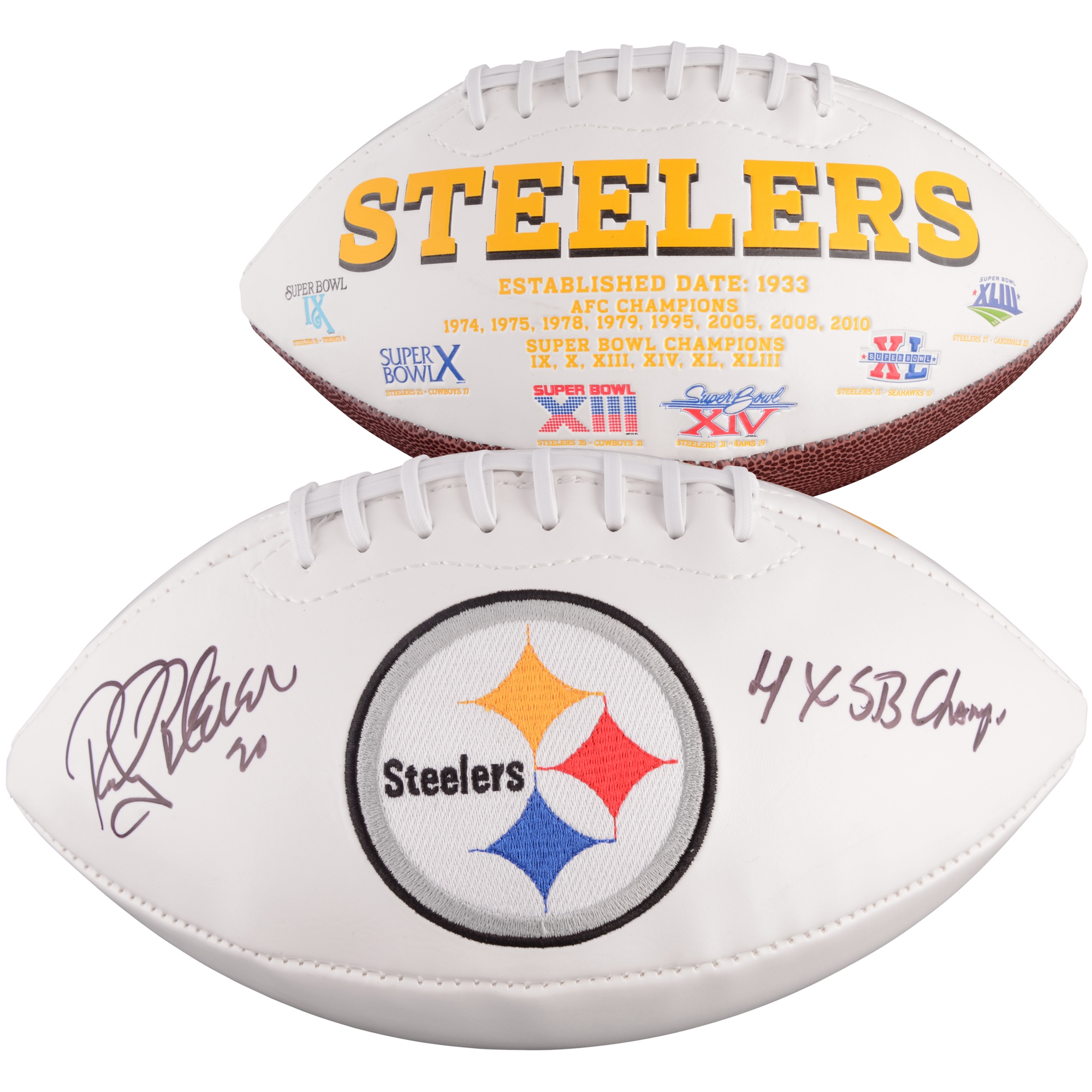 Franco Harris And Rocky Bleier Signed Pittsburgh Steelers Mini Helmets With More