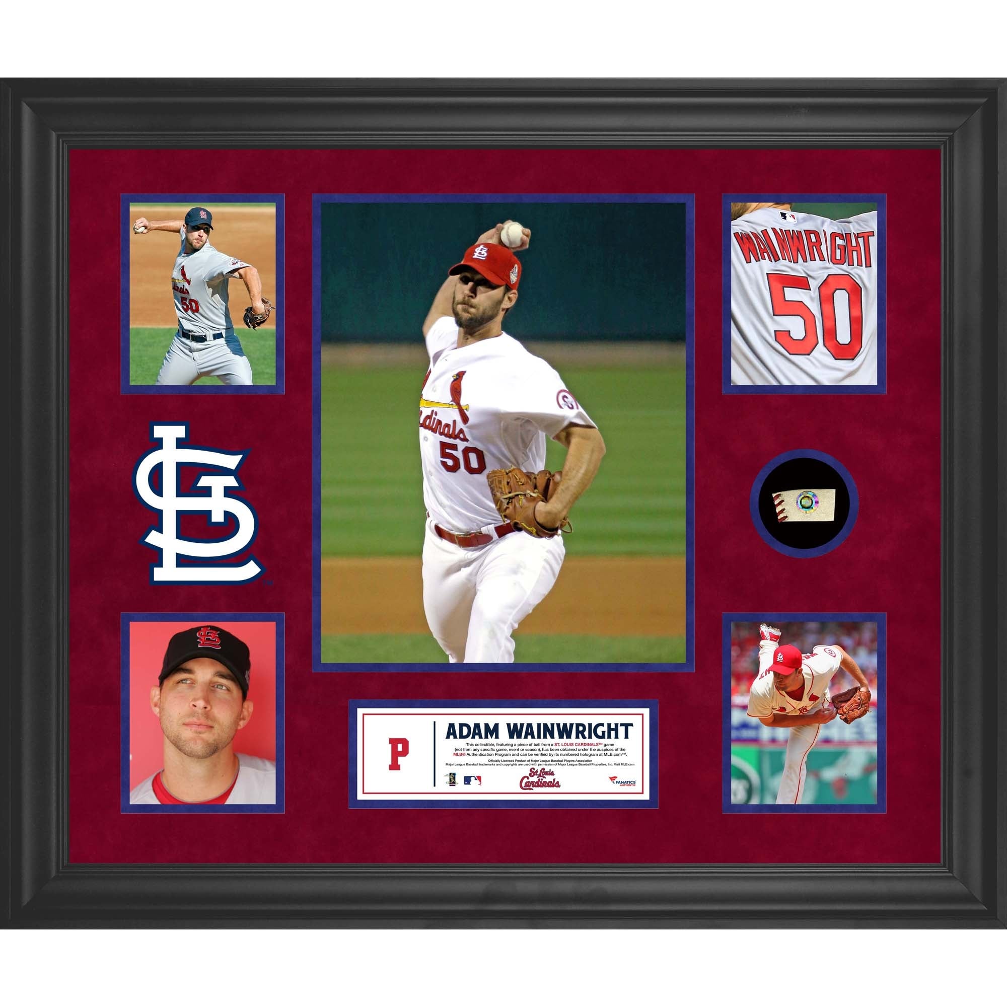 Adam Wainwright St. Louis Cardinals Framed 5-Photo Collage with Piece of Game-Used Ball Adam Wainwright St. Louis Cardinals Framed 5-Photo Collage with Piece of Game-Used Ball