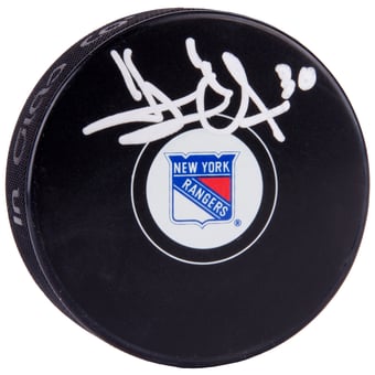 Henrik Lundqvist New York Rangers Autographed Team Logo Hockey Puck - Steiner Sports
