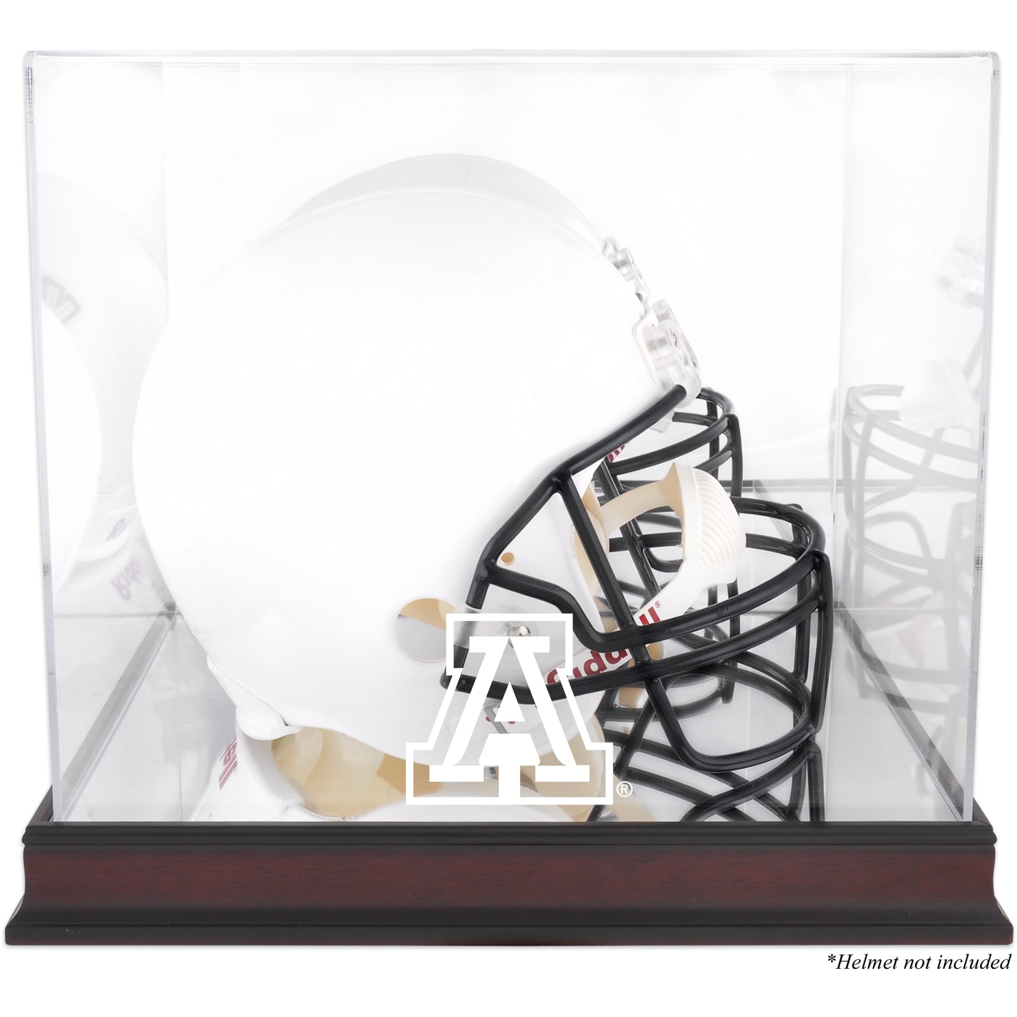 Arizona Wildcats Mahogany Base Team Logo Helmet Display Case with Mirrored Back