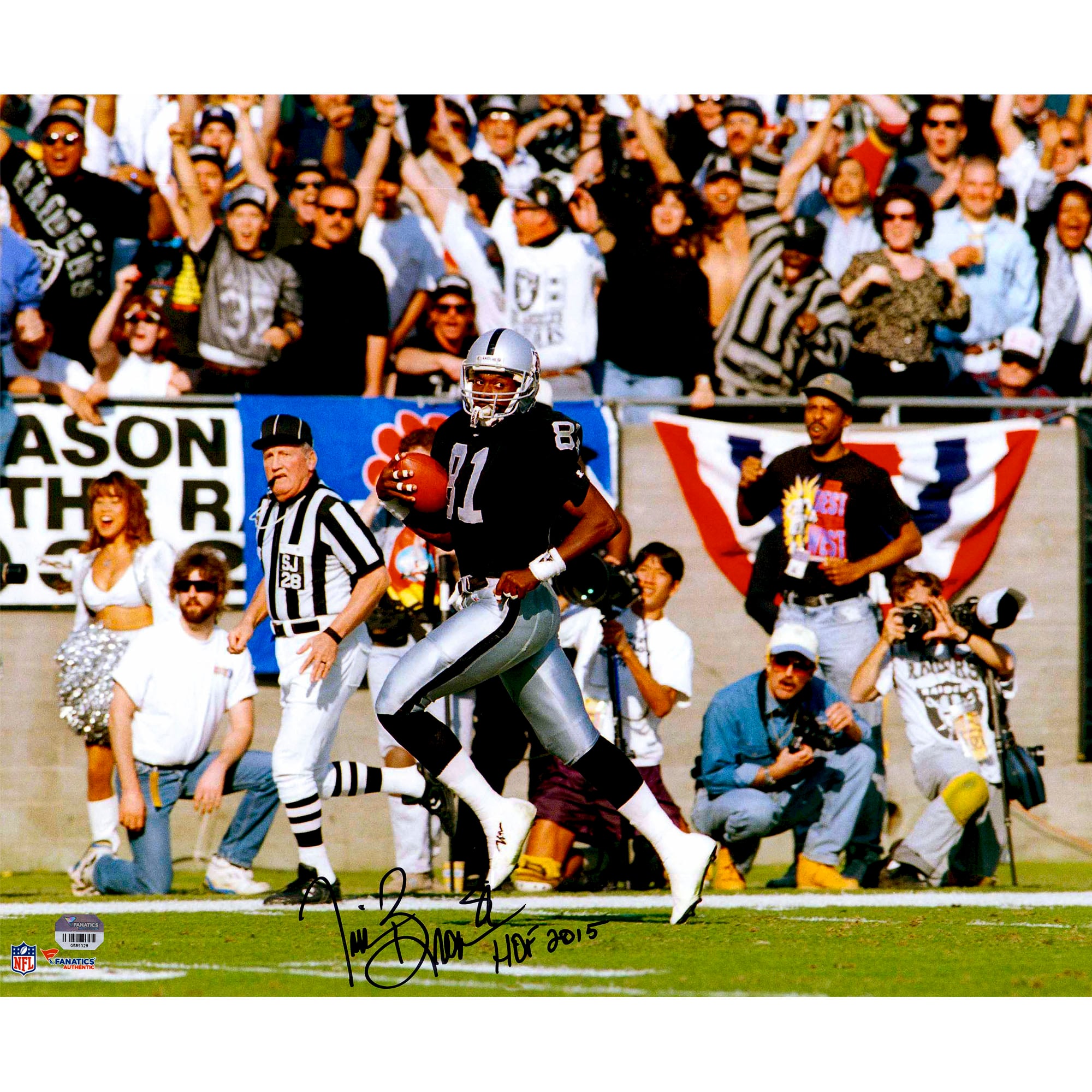 Tim Brown Las Vegas Raiders Autographed 16" x 20" Running Photograph with "HOF 2015" Inscription