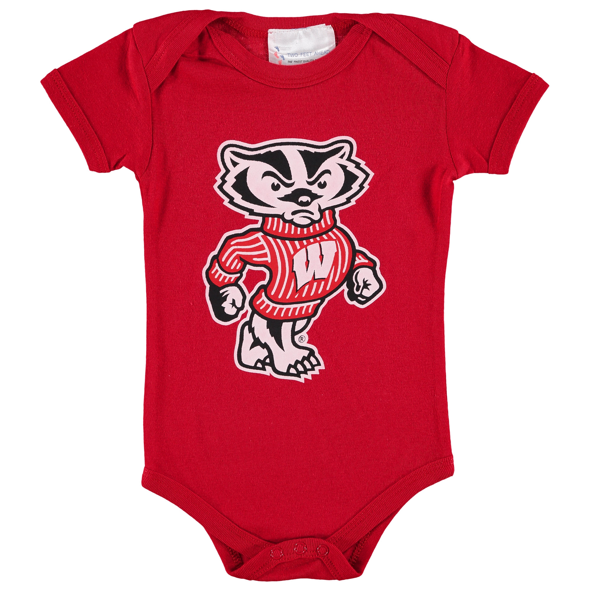 Infant Two Feet Ahead Red Wisconsin Badgers Big Logo Bodysuit