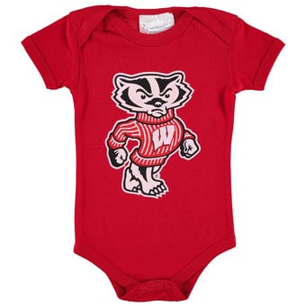 Infant Two Feet Ahead Red Wisconsin Badgers Big Logo Bodysuit