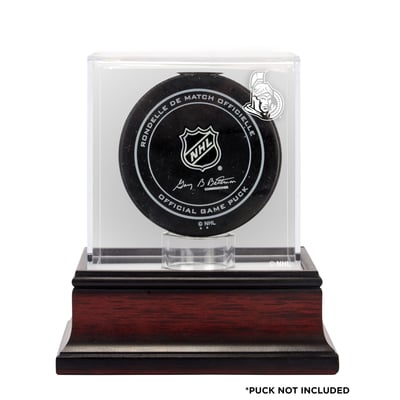 Ottawa Senators Mahogany Hockey Puck Logo Display Case
