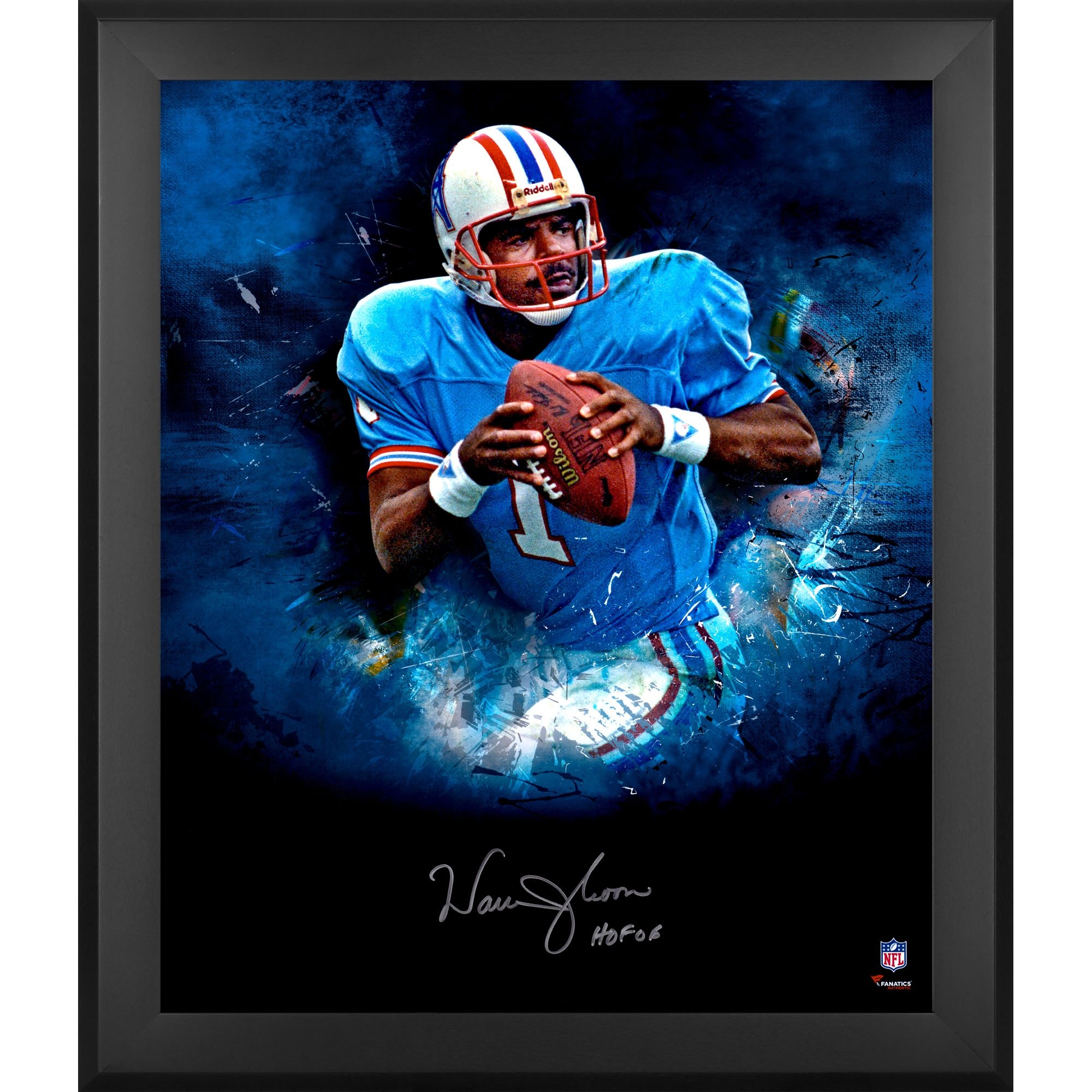 Warren Moon Houston Oilers incorniciato autografato 20'' x 24'' fotografia a fuoco con iscrizione "HOF 06"