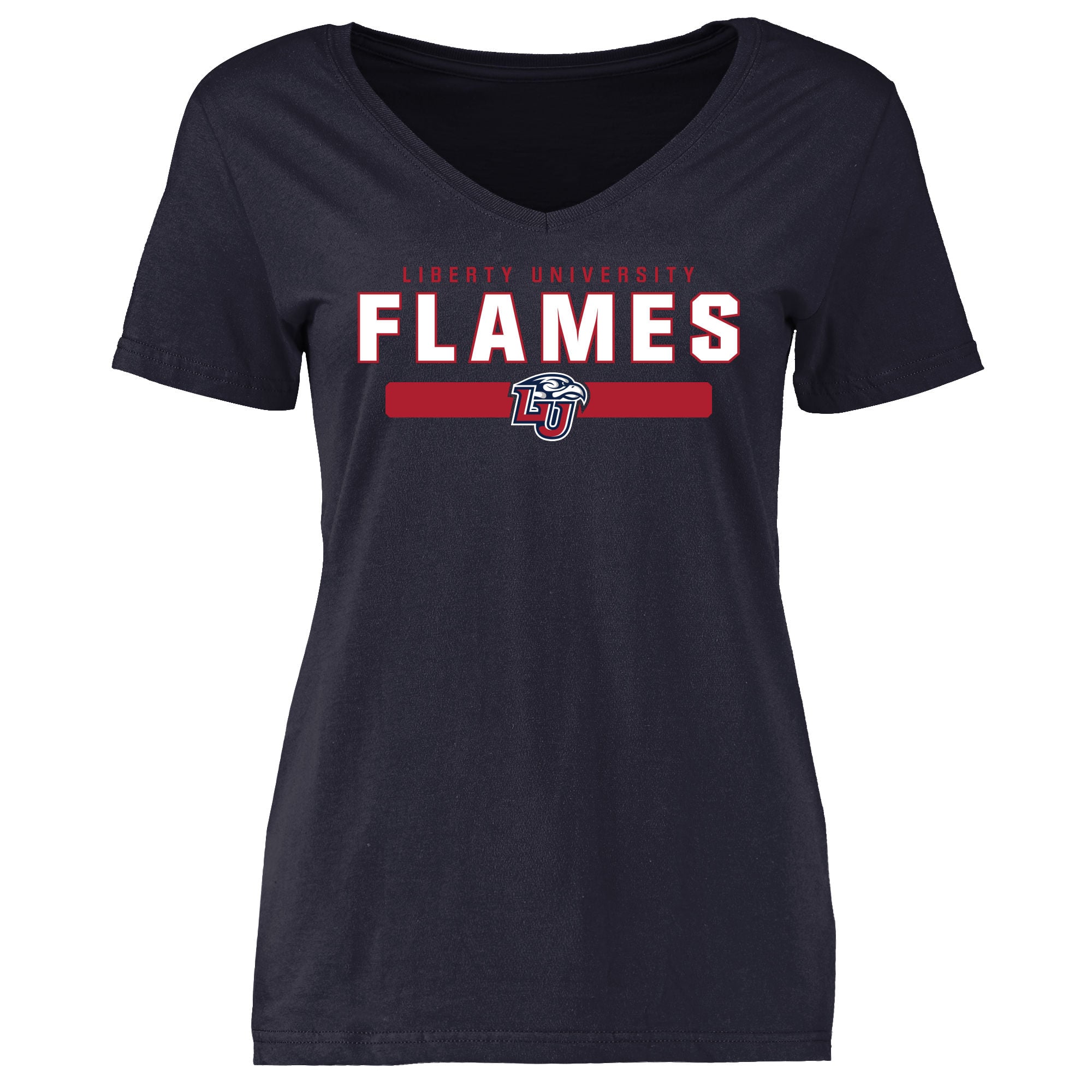 Women's Navy Liberty Flames Team Strong V-Neck T-Shirt