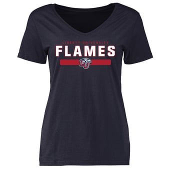 Women's Navy Liberty Flames Team Strong V-Neck T-Shirt