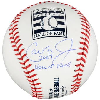 Cal Ripken Jr Baltimore Orioles Autographed HOF Logo Baseball with "2007 Hall of Fame" Inscription