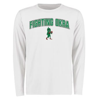 Men's White Delta State Statesmen Proud Mascot Long Sleeve T-Shirt