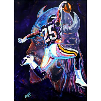Minnesota Vikings Deacon Jones Foundation "Spirit of the Norsemen" Fine Art Canvas Print 24" x 36" by Artist Edgar Brown