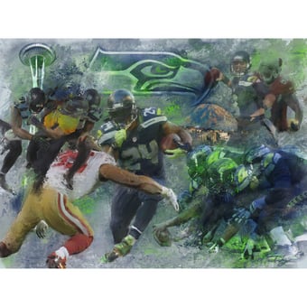 Seattle Seahawks Deacon Jones Foundation "By Sea Land and Air" Deacon Jones Foundation Fine Art Canvas Print 36" x 48" by Artist Mark Trubisky