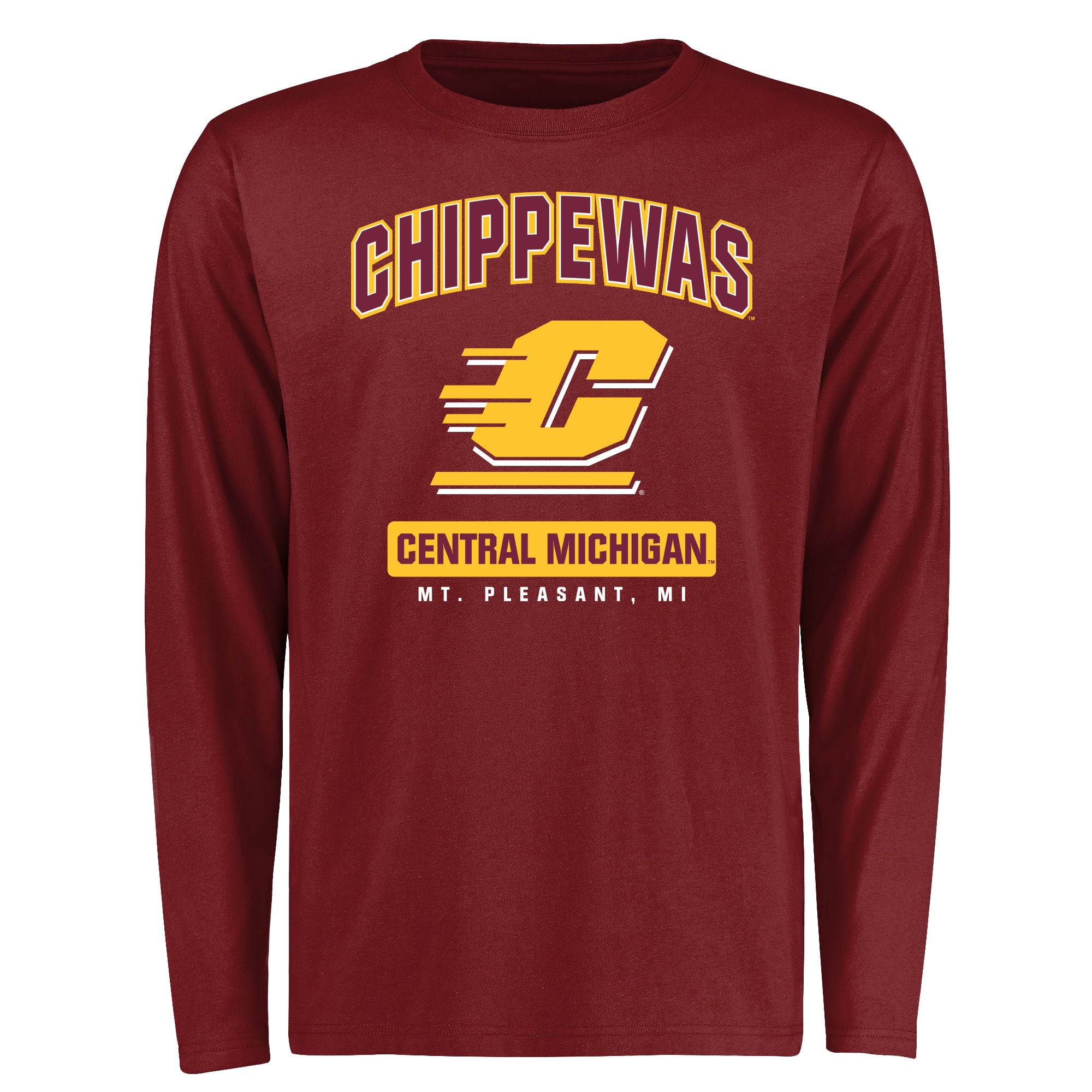 Men's Maroon Cent. Michigan Chippewas Campus Icon Long Sleeve T-Shirt