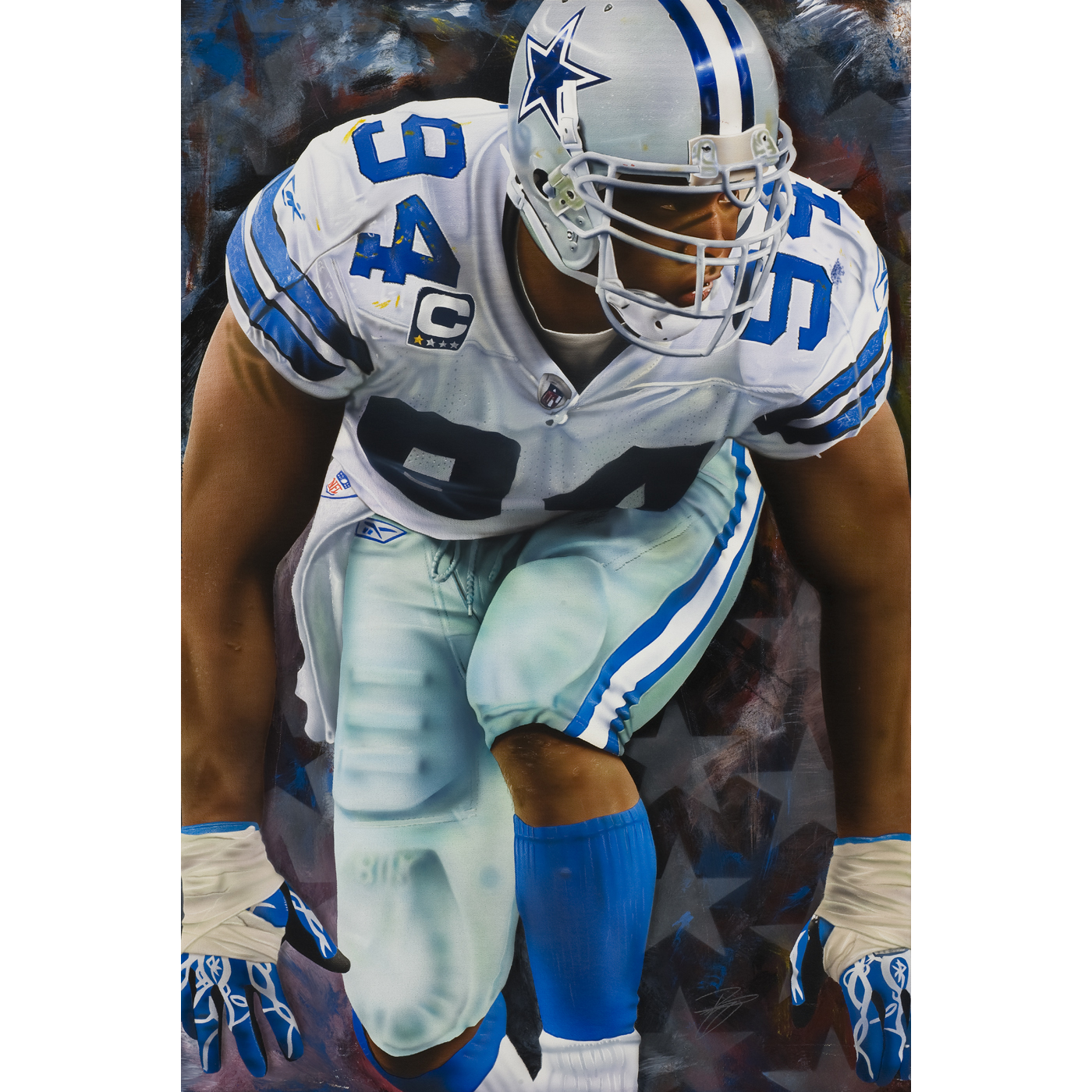 Dallas Cowboys "DeMarcus Ware" Deacon Jones Foundation Fine Art Canvas Print 24" x 36" by Artist Rob Jackson